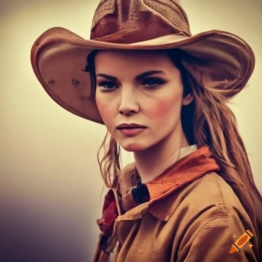 vintage portrait of a rugged cowgirl