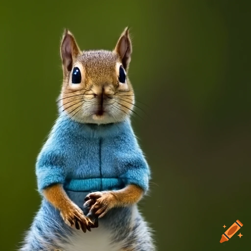 Squirrel wearing clothes