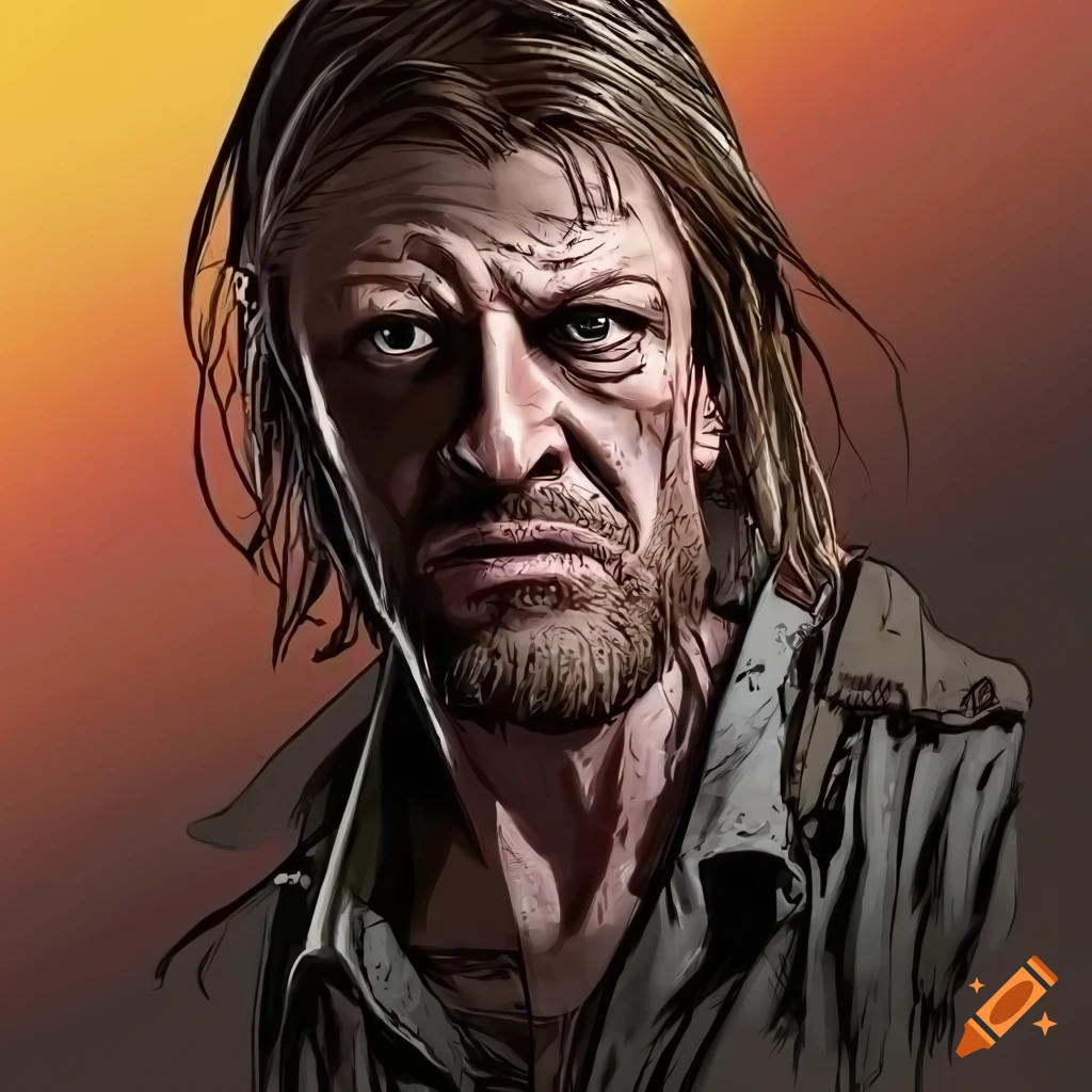 Digital art of sean bean as a character from the walking dead on Craiyon