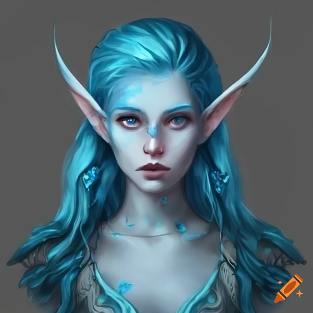 Image Of A Female Elf With Blue Skin And Hair On Craiyon 4340