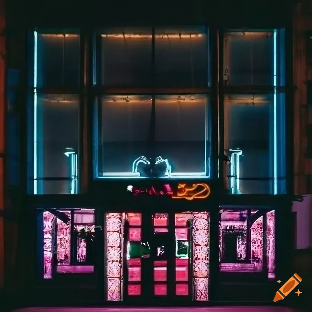 neon sign above double glass doors of Apollyon's Arcade