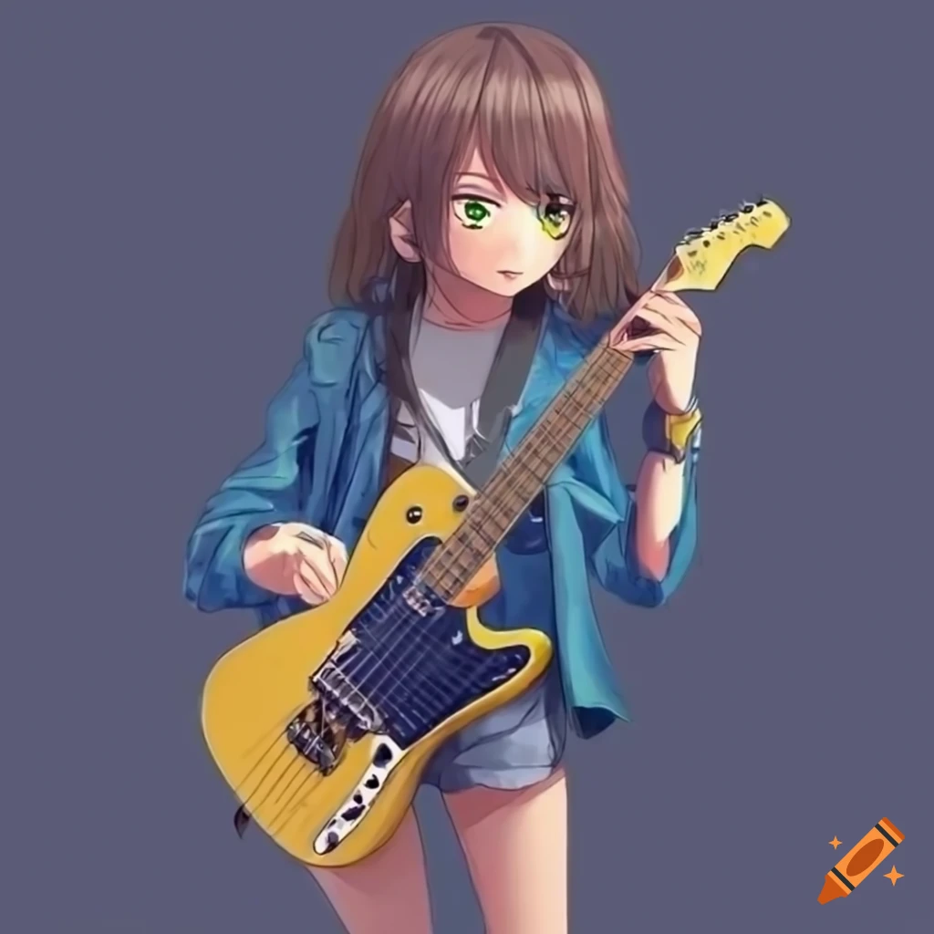 A Girl Plays an Electric Guitar in the Anime Style High Quality AI  Illustration Stock Illustration - Illustration of active, activity:  271594397