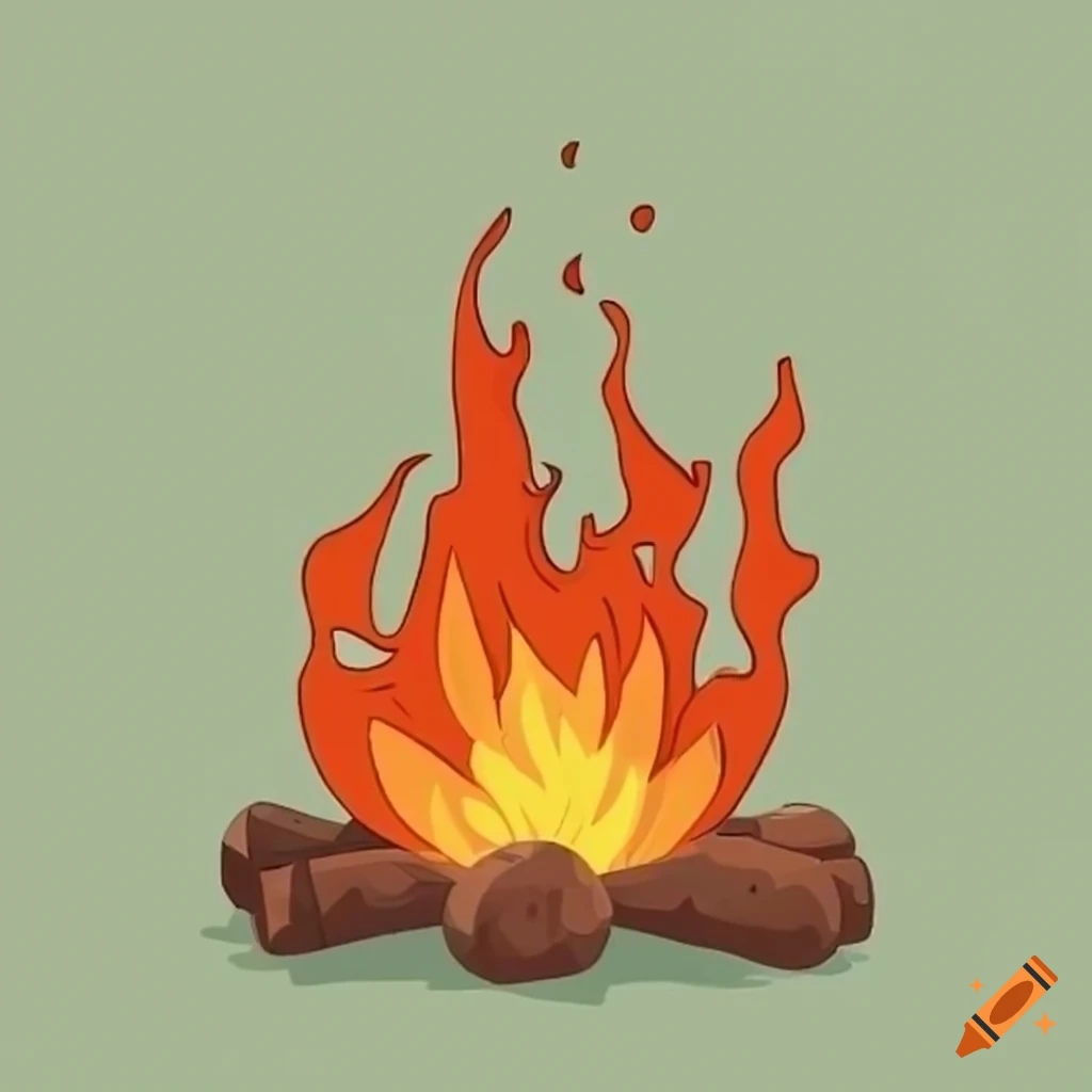simple cartoon of a campfire