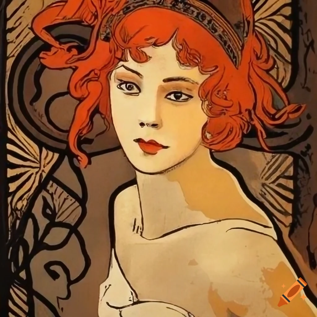 linocut-artwork-of-a-french-girl-inspired-by-toulouse-lautrec-and-mucha