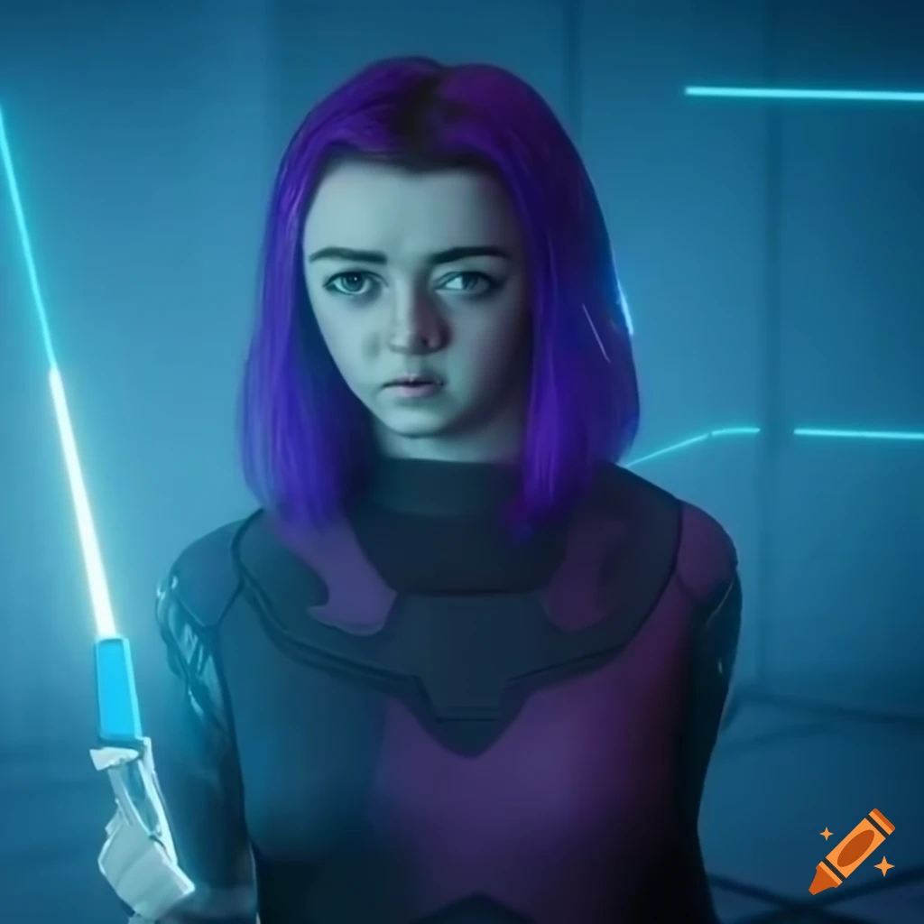 Portrait of a sad sci-fi girl in a futuristic corridor on Craiyon