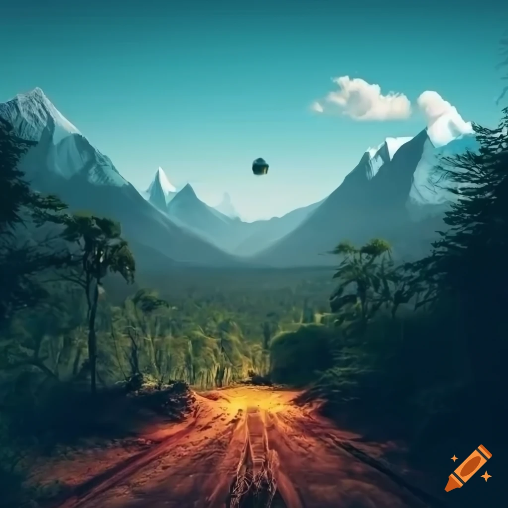 adventure album cover with diverse landscapes