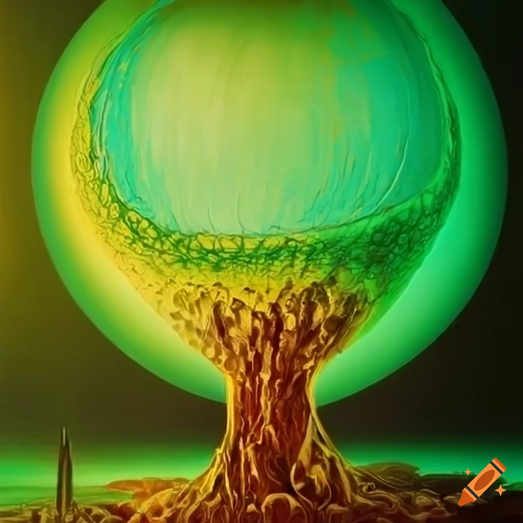 green sci-fi artwork with blooming shapes