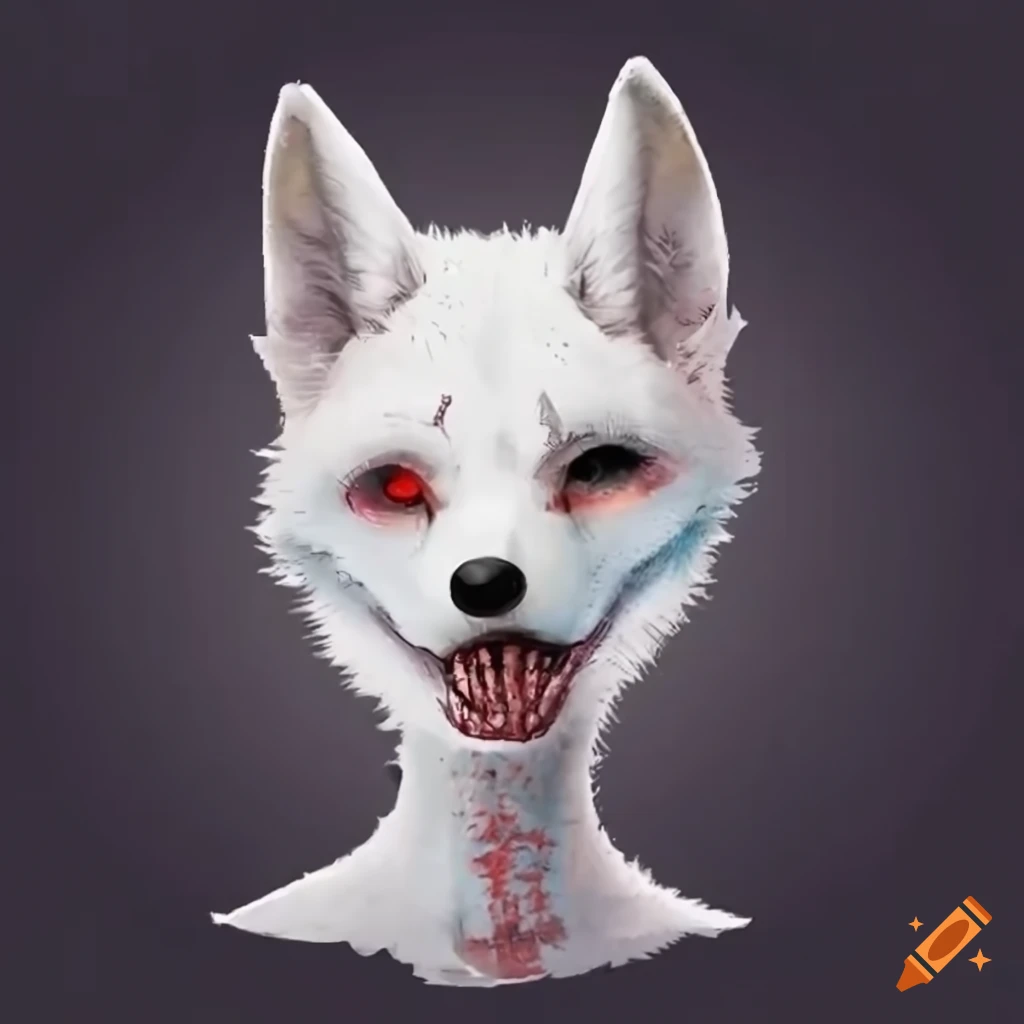 twitch emote of a white fox using a flashlight