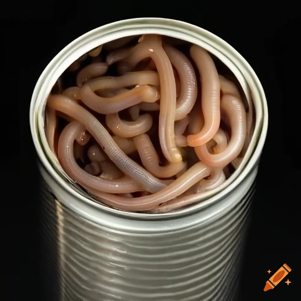 close-up of a can full of worms