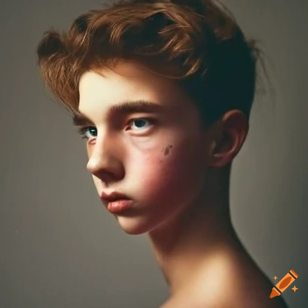 teen boy with brown hair and facial scars