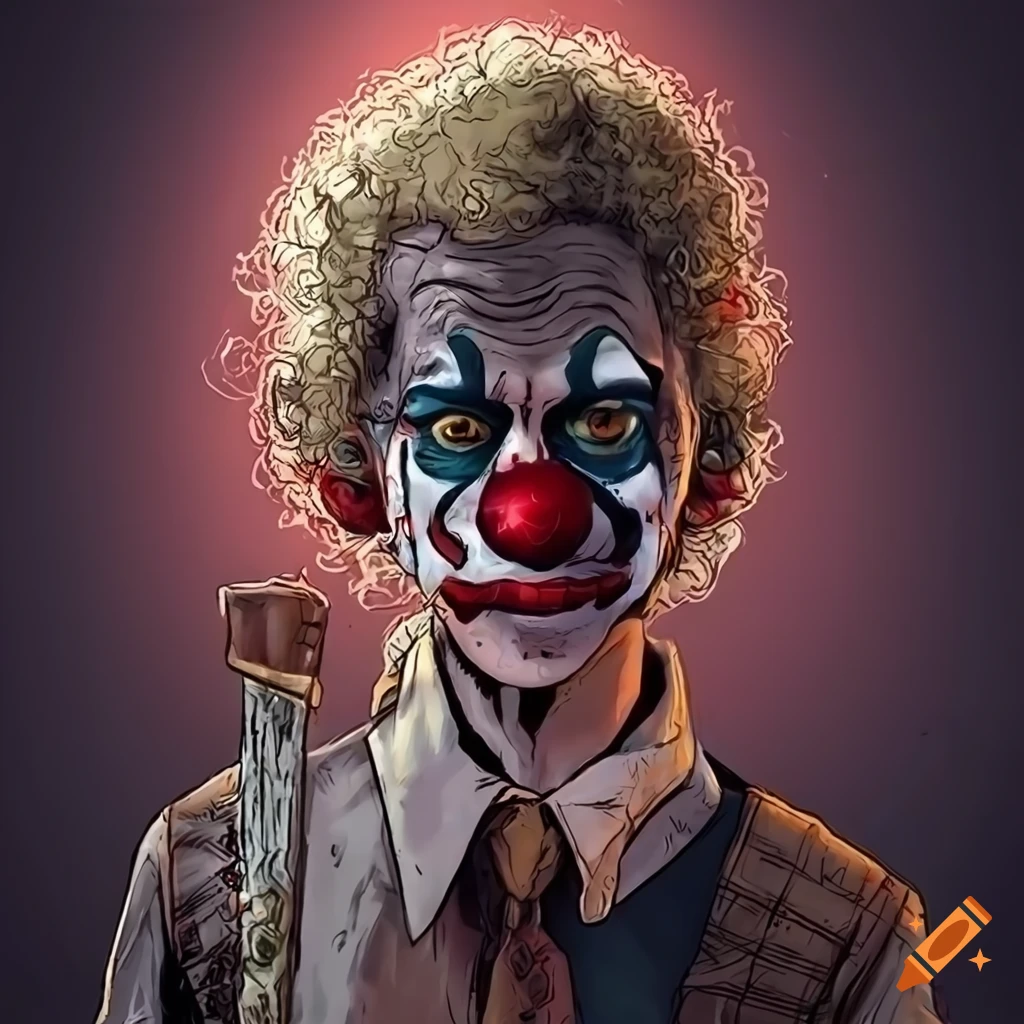 digital art of a creepy clown