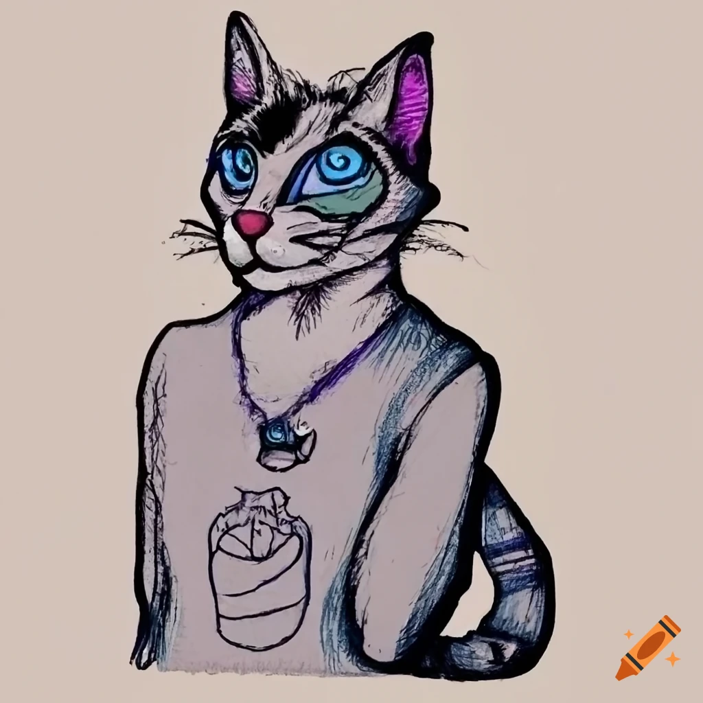 Grunge Punk Cat Sketch With Blue Eyes On Craiyon 4658