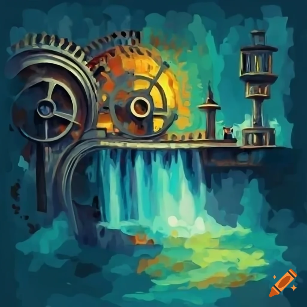 Image of a flying steam punk city with gears and steam engines on Craiyon