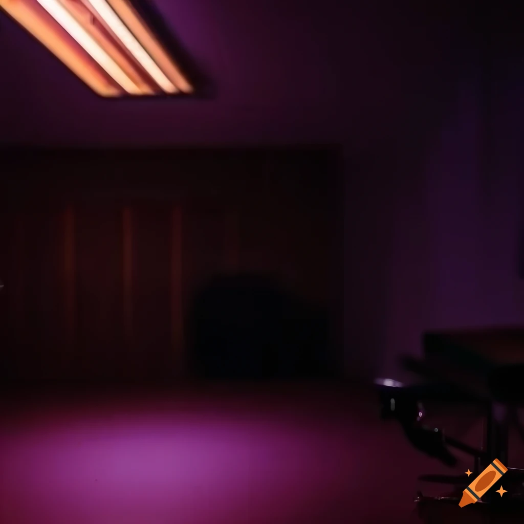 ambient lit empty music studio with spilled soda