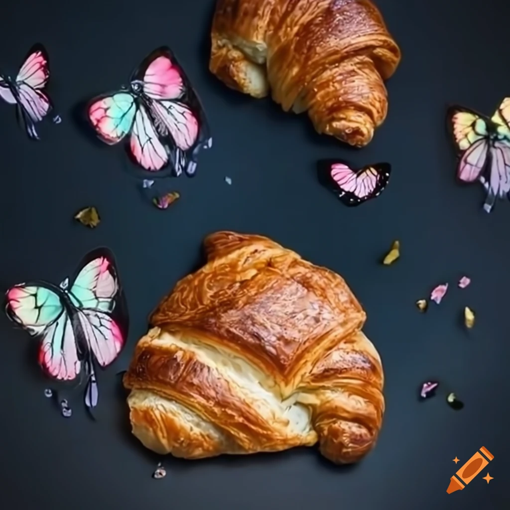 croissant with butterflies