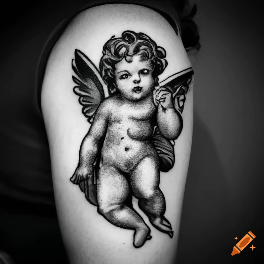 Small Cherub/Querubín. Done with 3RL in 2hrs 👼🏻 let you my ig  @elsol.handpoke if you want to see more of my work. Wish you a great day 💠  : r/sticknpokes