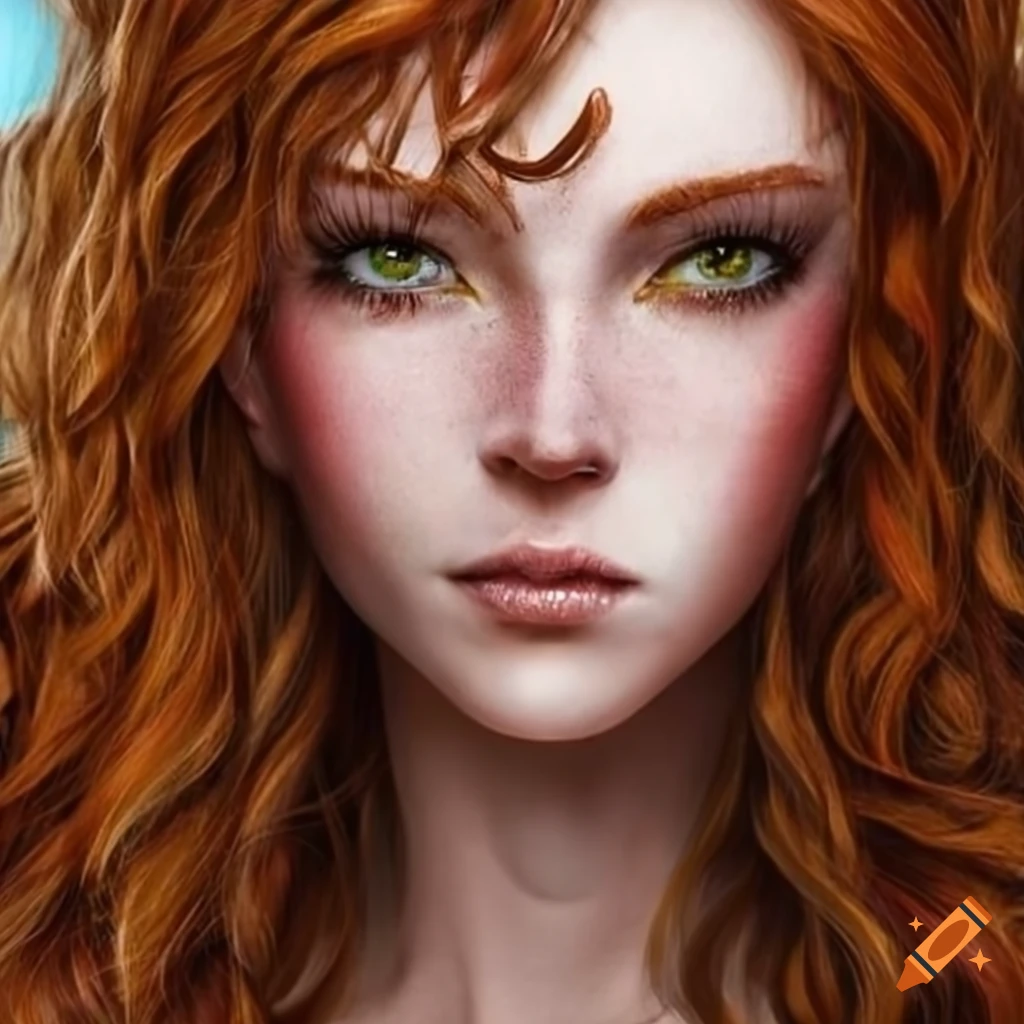 Image Of An Elven Woman With Auburn Hair And Green Eyes On Craiyon