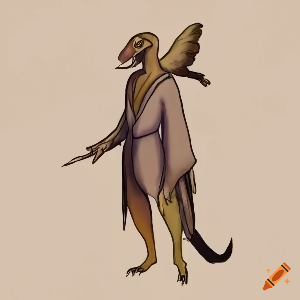 archaeopteryx humanoid in a robe