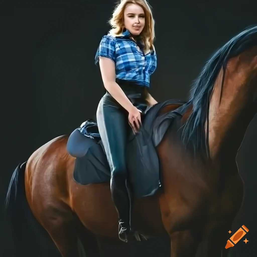 Closeup of actress kristen bell as a horserider