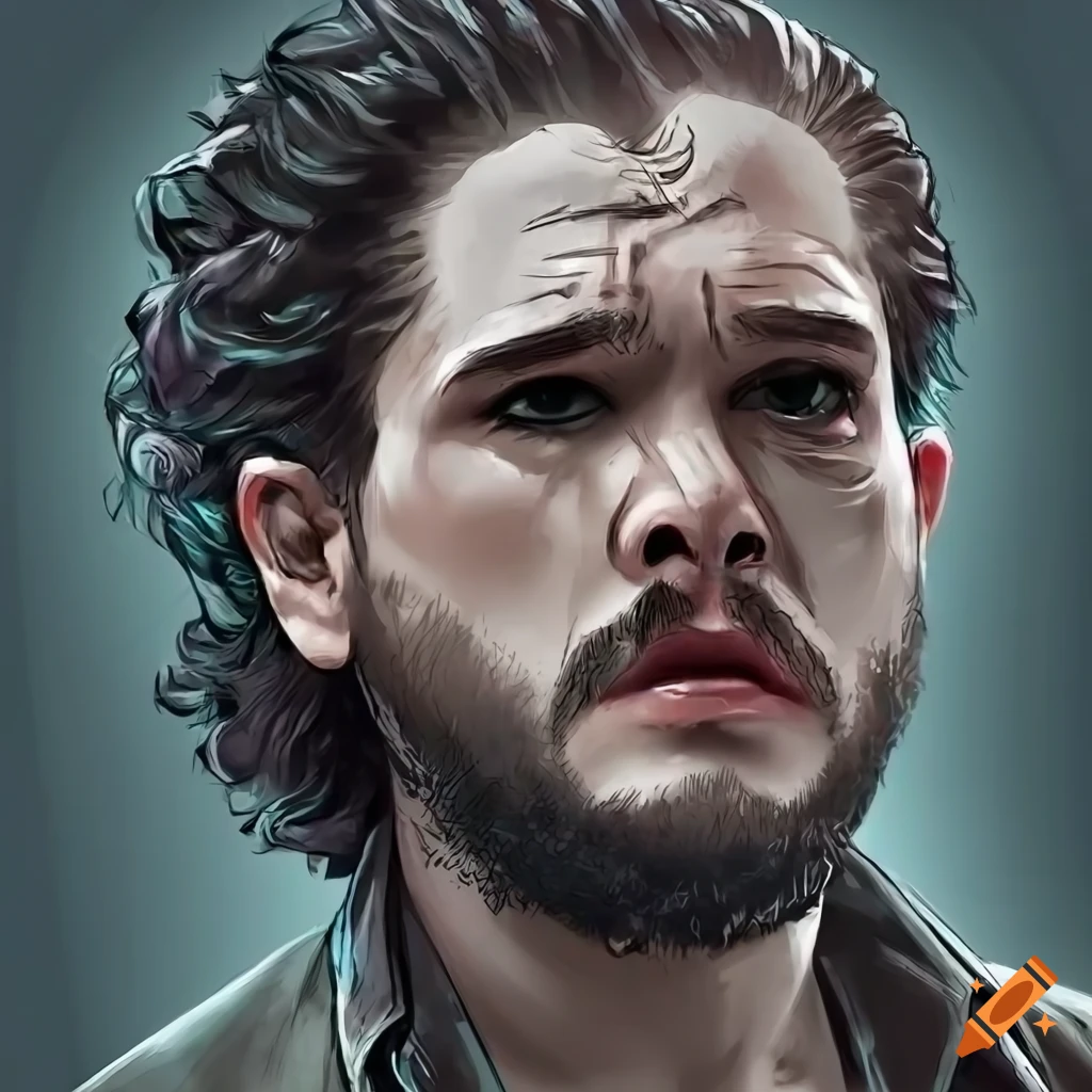 digital art of Kit Harington in the style of The Walking Dead