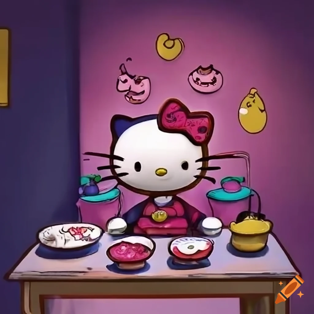hello kitty themed cafeteria