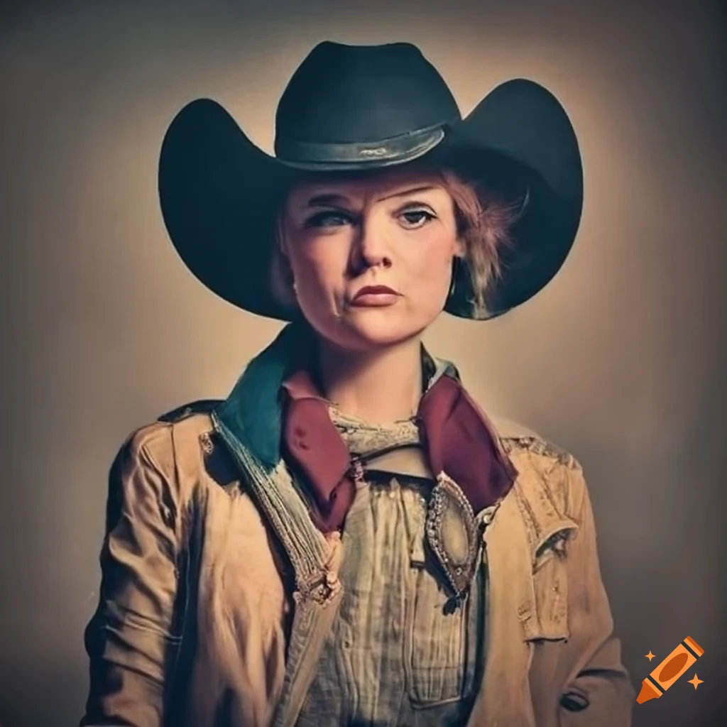 vintage portrait of a rugged cowgirl