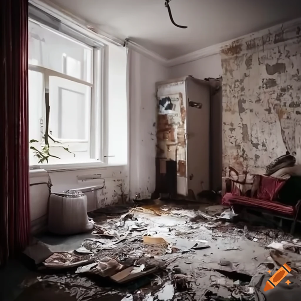 Interior of a messy apartment on Craiyon