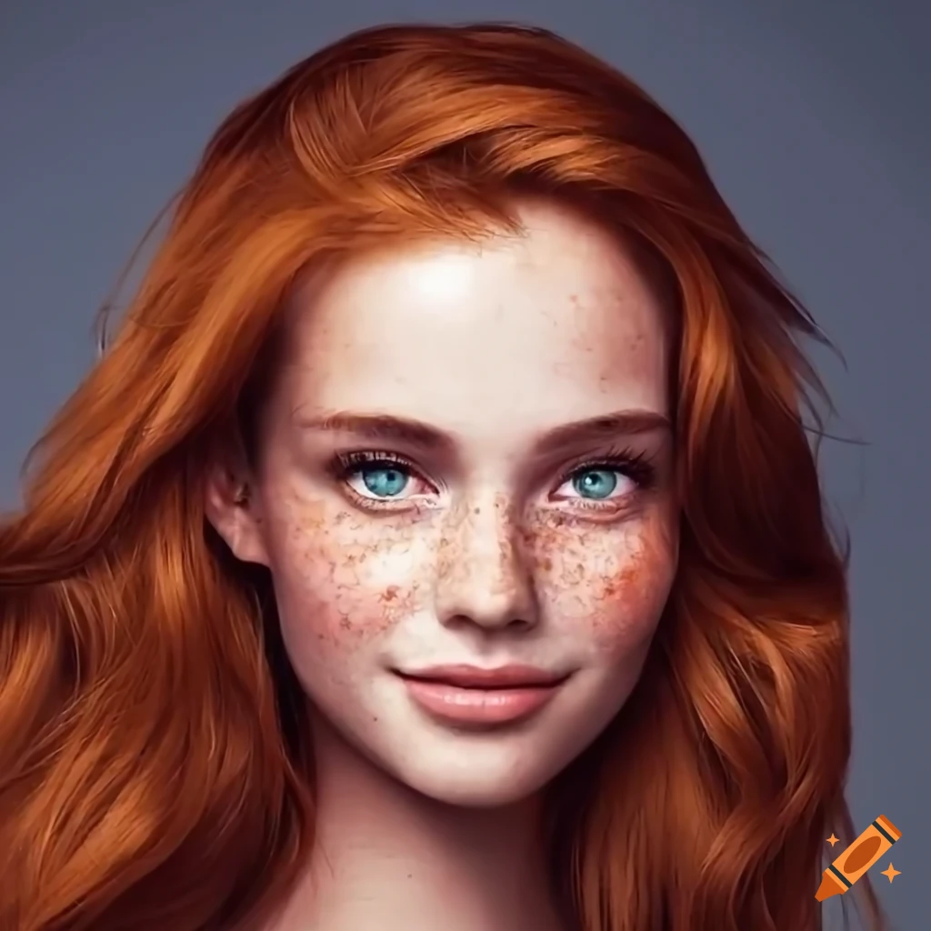 Close Up Portrait Of A Beautiful Woman With Freckles