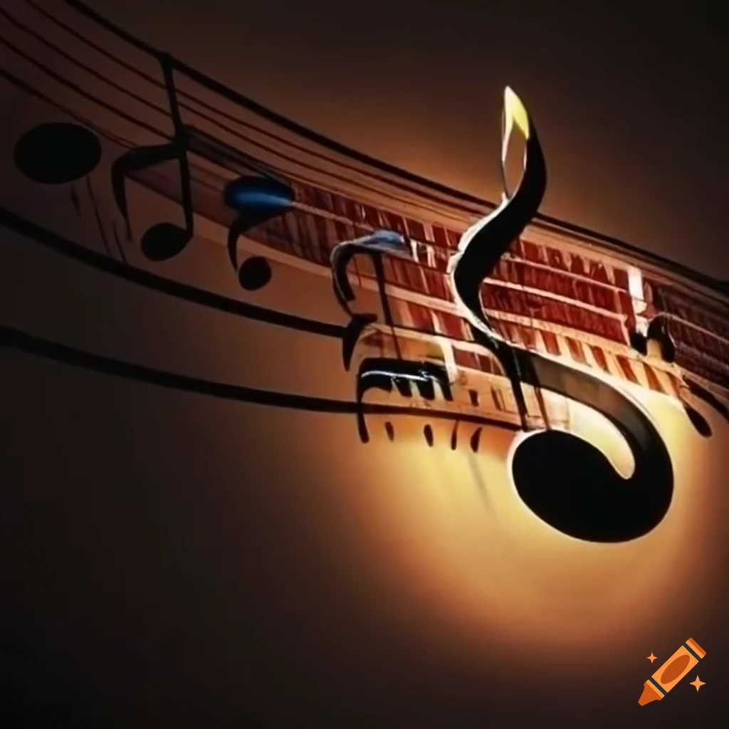 Suspended musical notes in the air on Craiyon