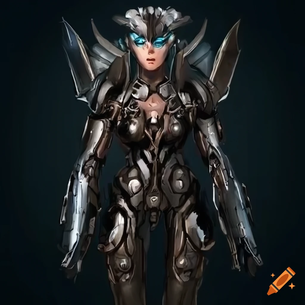 Latina Queen Warrior with Cybernetic Armor and Wind Elemental