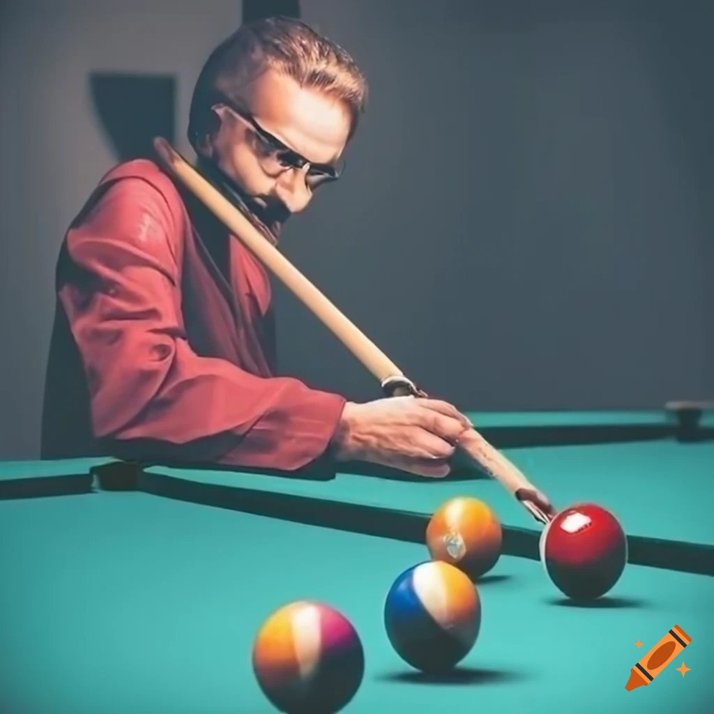 person playing pool and aiming a shot