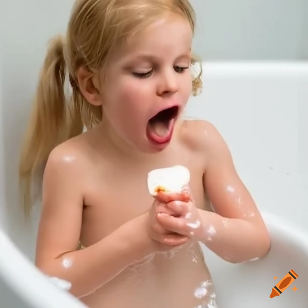 surprised toddler girl eating a white popsicle