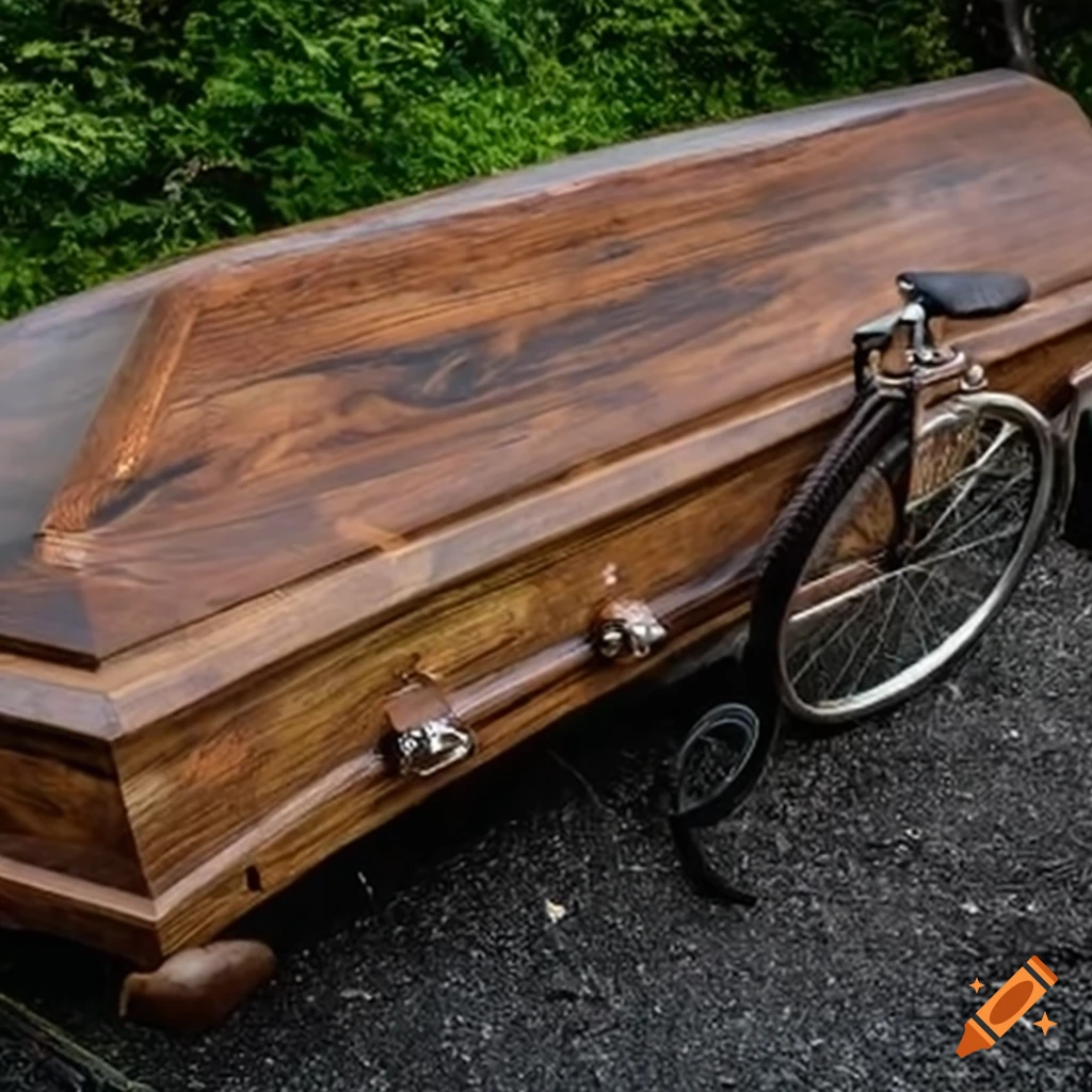 ceremony of burying a bicycle coffin in an Irish village