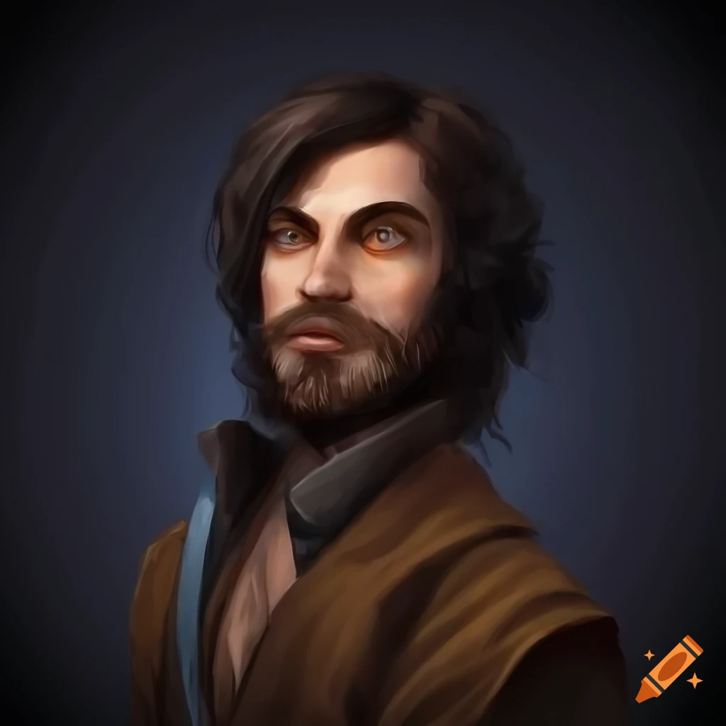 Illustration of a young peasant man in fantasy attire