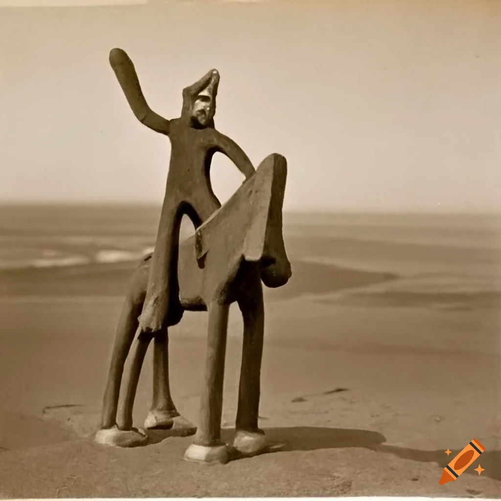 sepia image of the Gumby character in Kandahar, Afghanistan