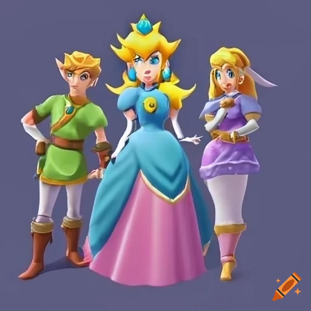 cosplay-of-princess-peach-and-link-posing-together-on-craiyon