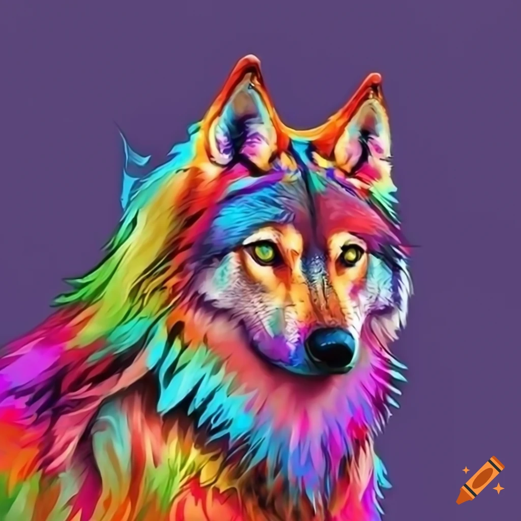 Colorful wolf sparkledog profile picture on Craiyon