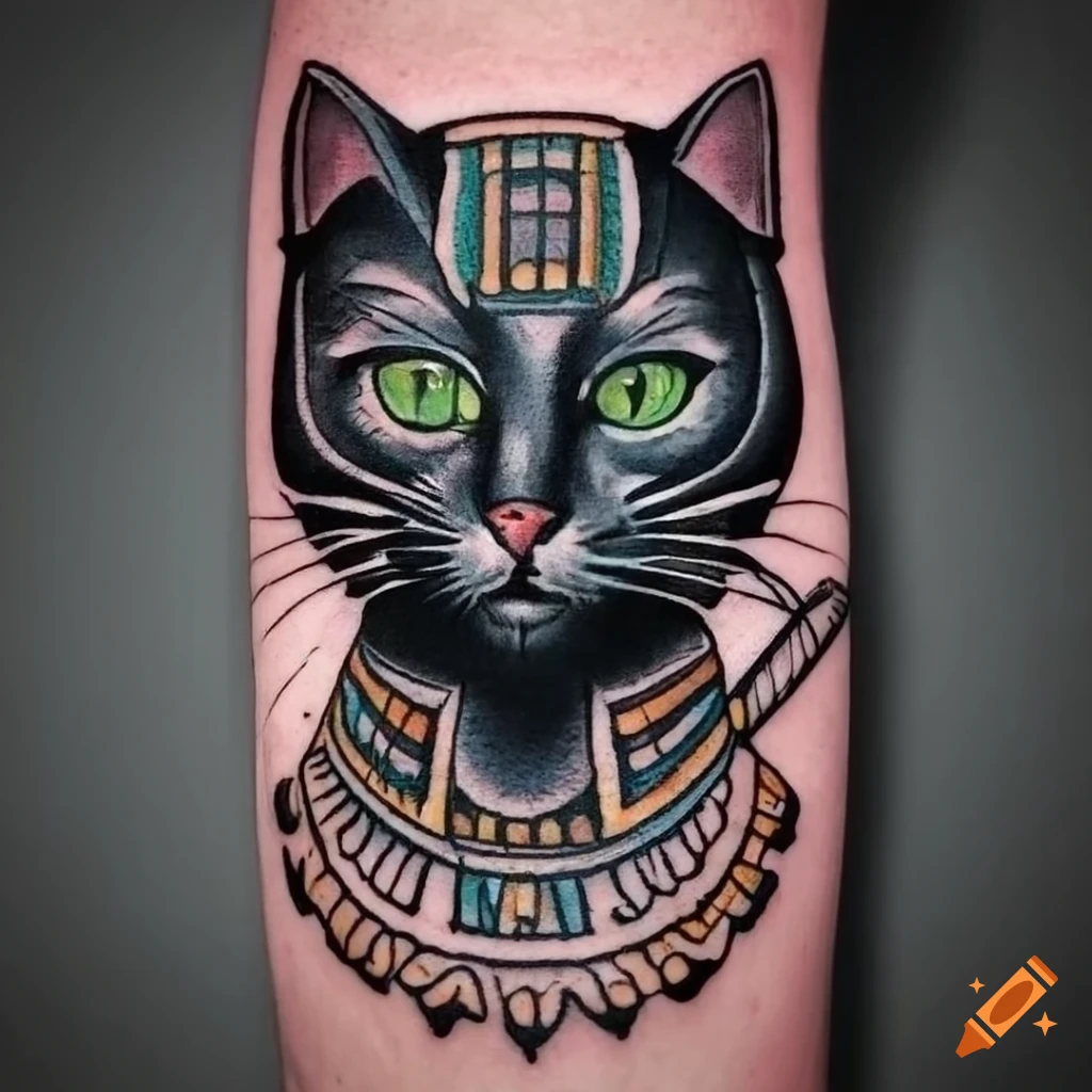 Minimalist pisces constellation and black cat tattoo.