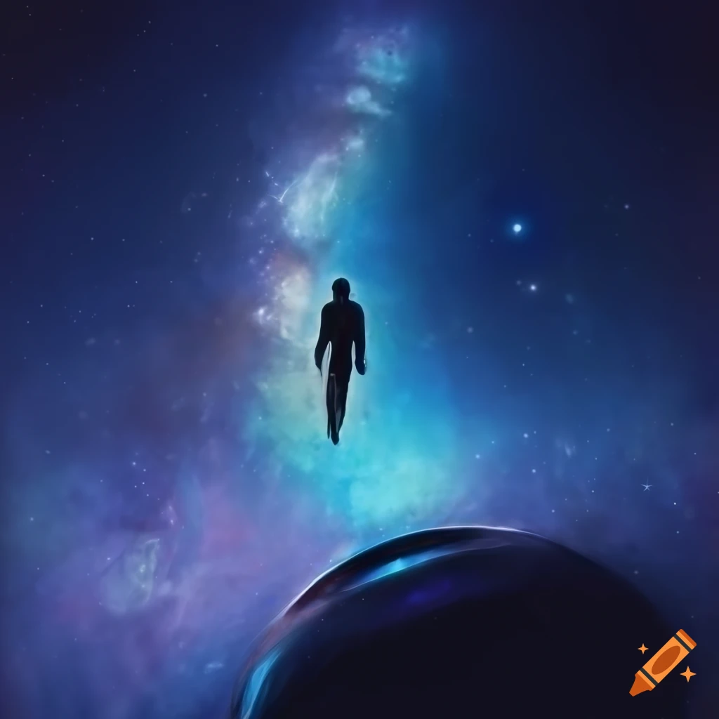 cover art of person ascending into a UFO