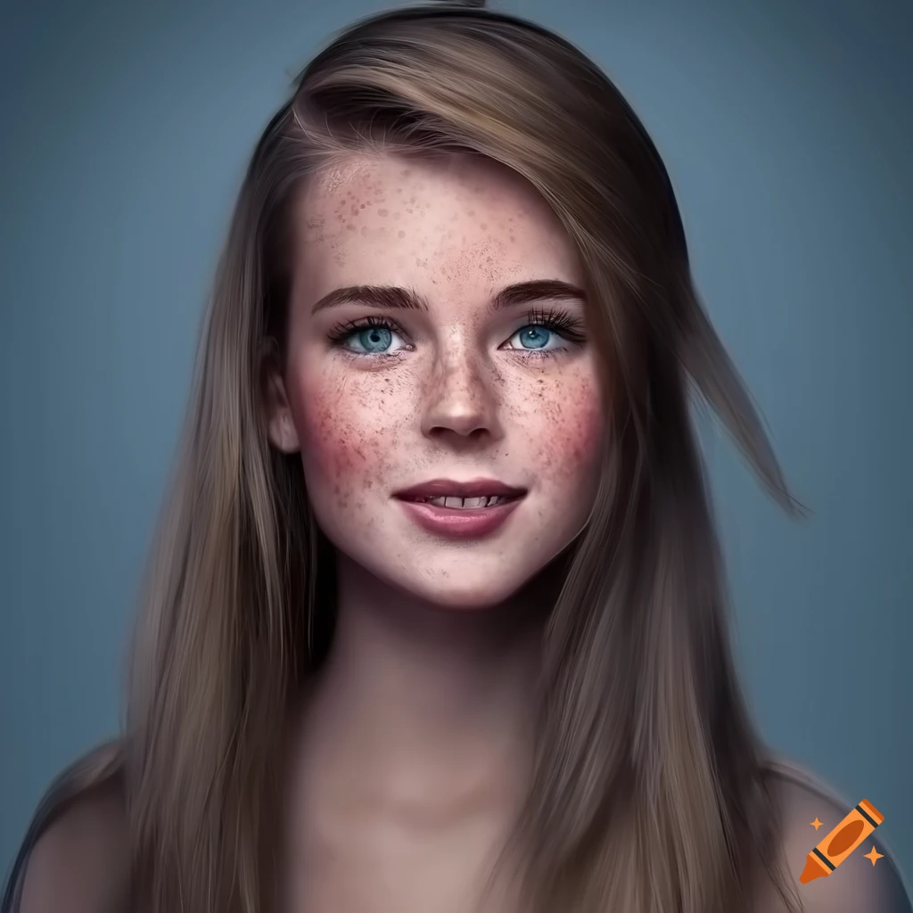 portrait of a smiling young woman with freckles