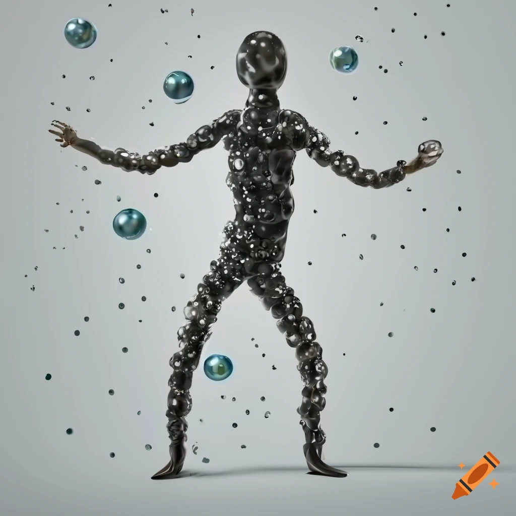 Closeup of a bubble man on a white background on Craiyon