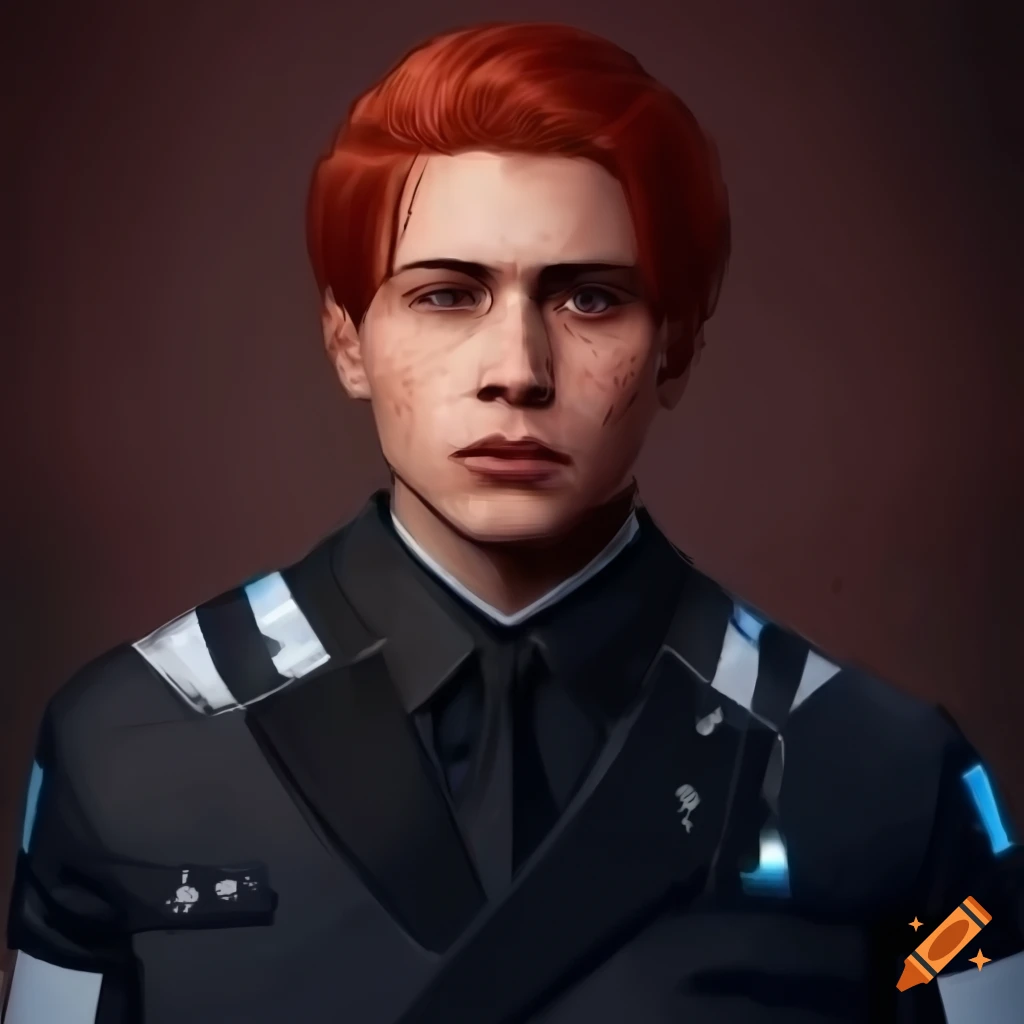 Portrait of a red-haired character from detroit: become human