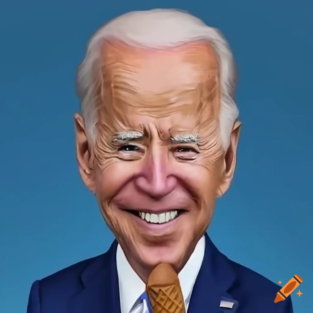 Caricature Of Joe Biden With An Ice Cream Cone On Craiyon