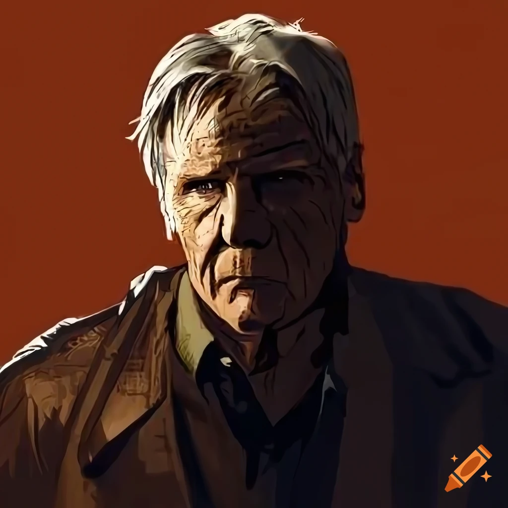 digital art of Harrison Ford in the walking dead style