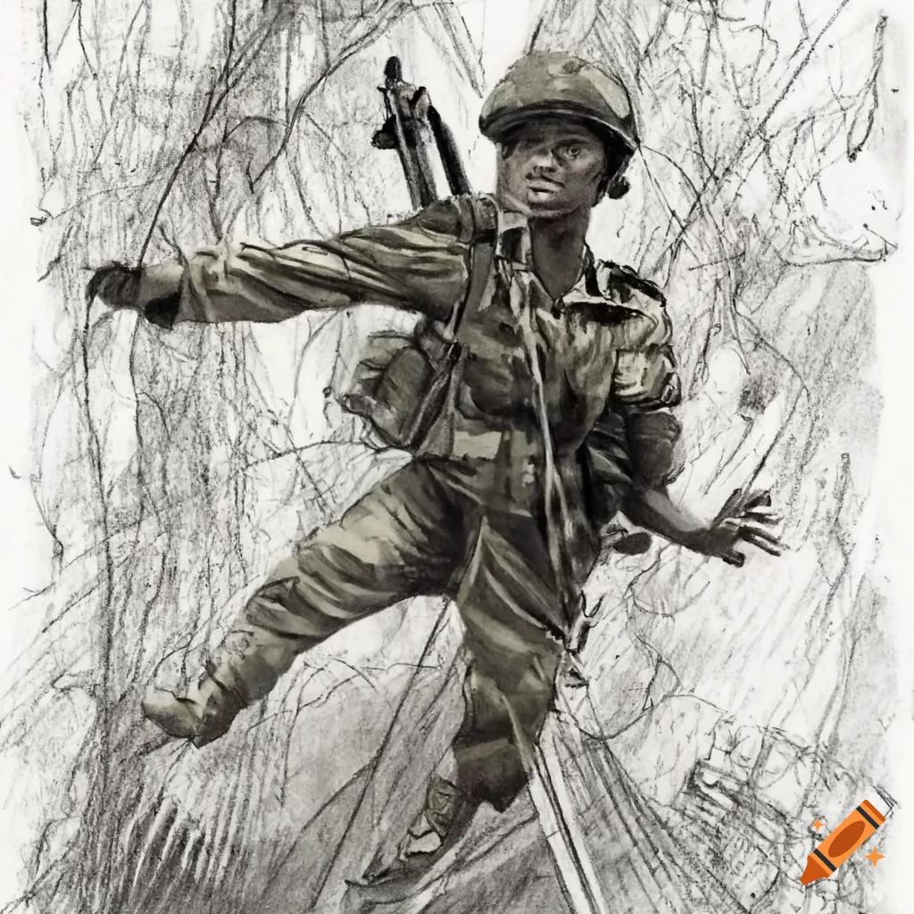 a very detailed pencil drawing of a us soldier in | Stable Diffusion