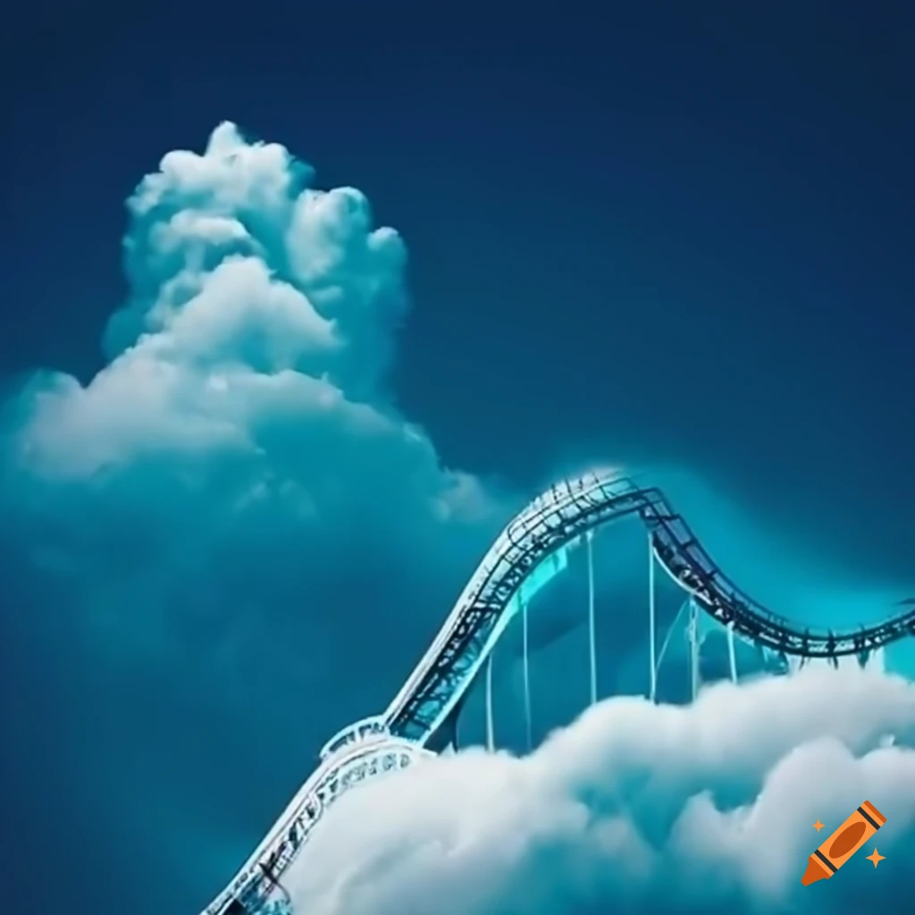 roller coaster soaring through clouds