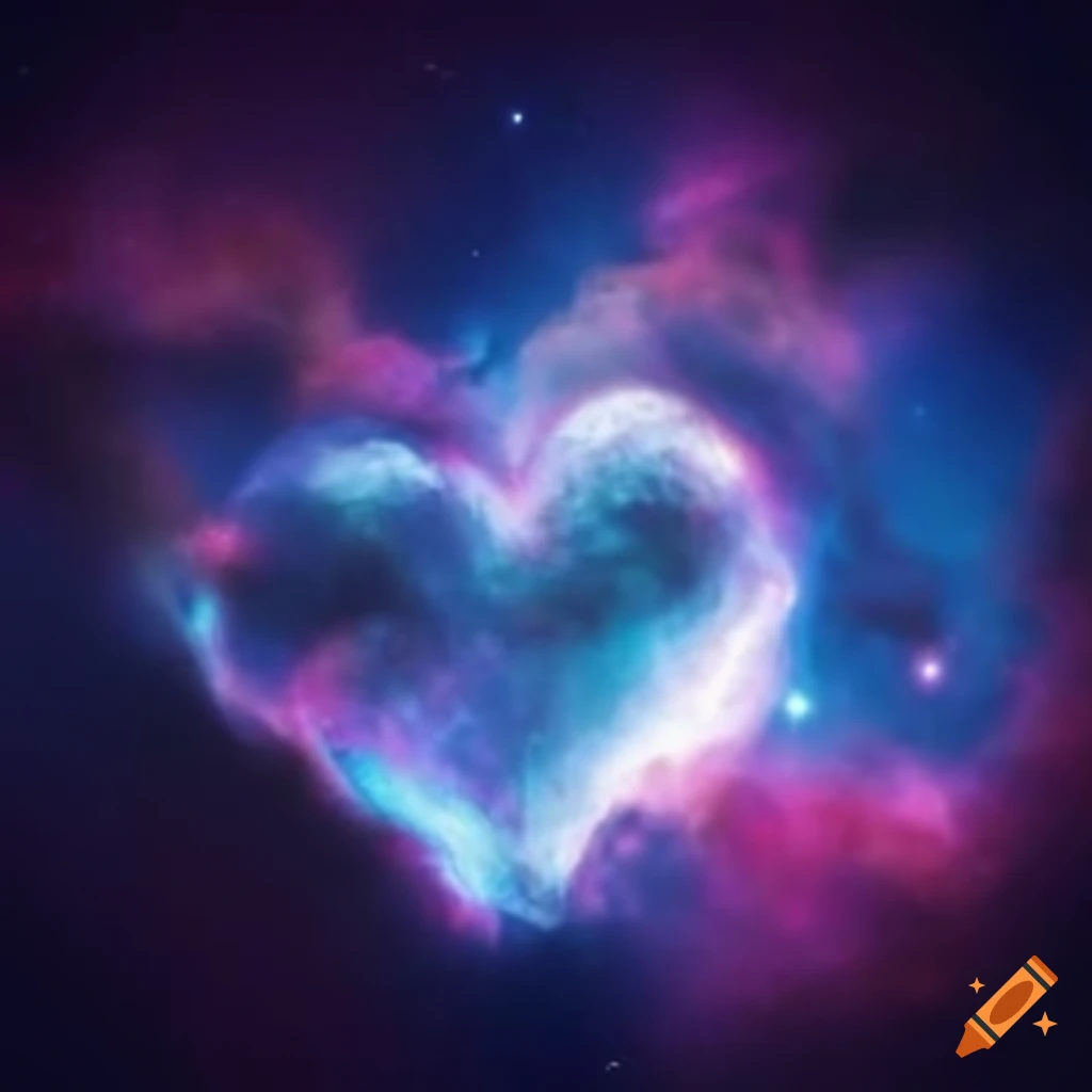 artistic representation of a heart hidden behind a galactic cloud