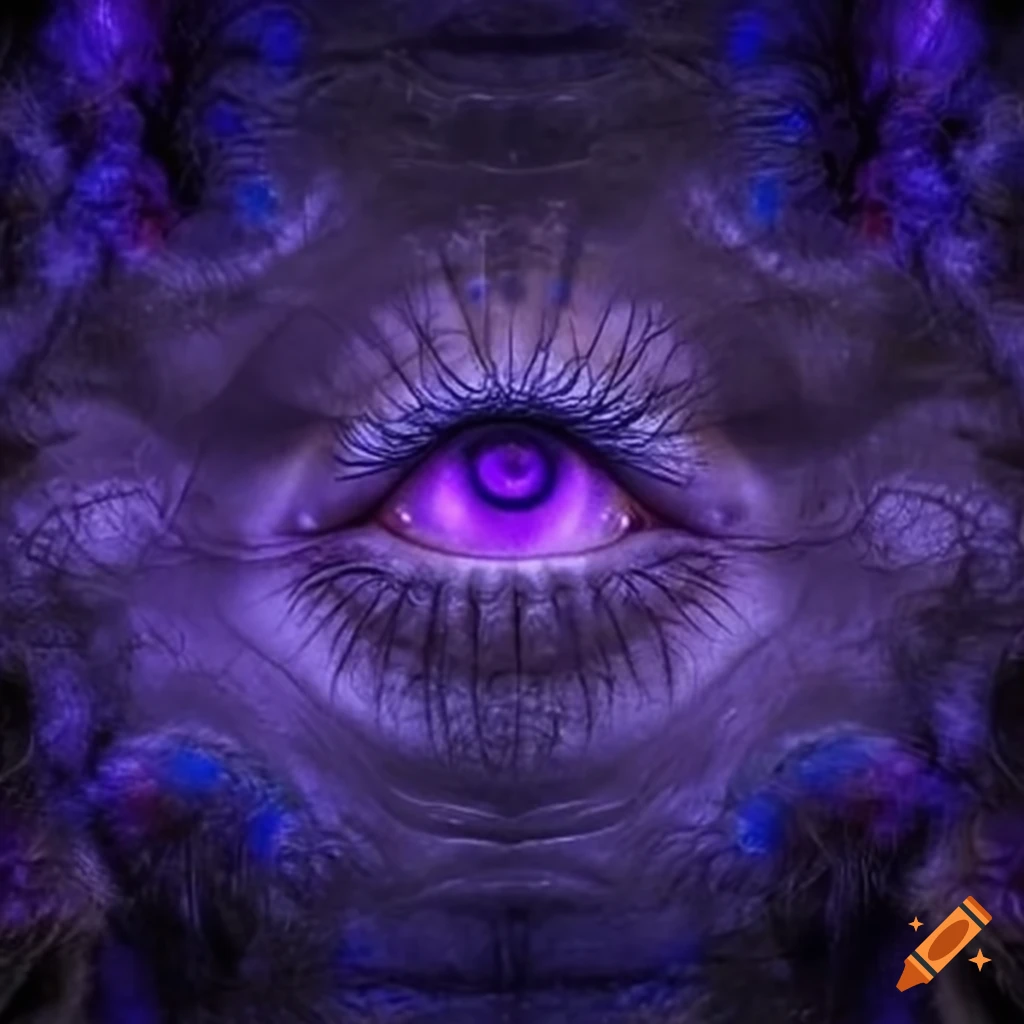 Close-up of a mesmerizing purple eye on Craiyon
