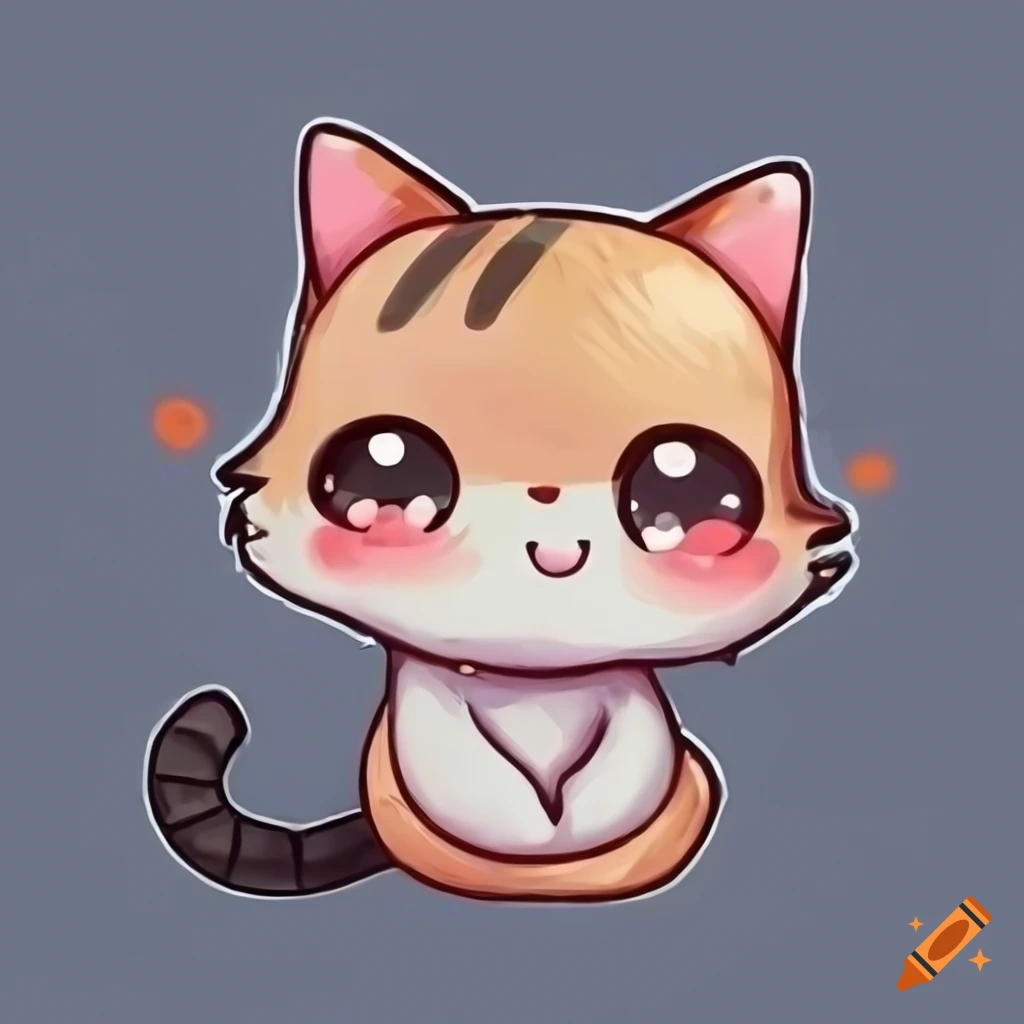 Adorable chibi cat illustration on Craiyon