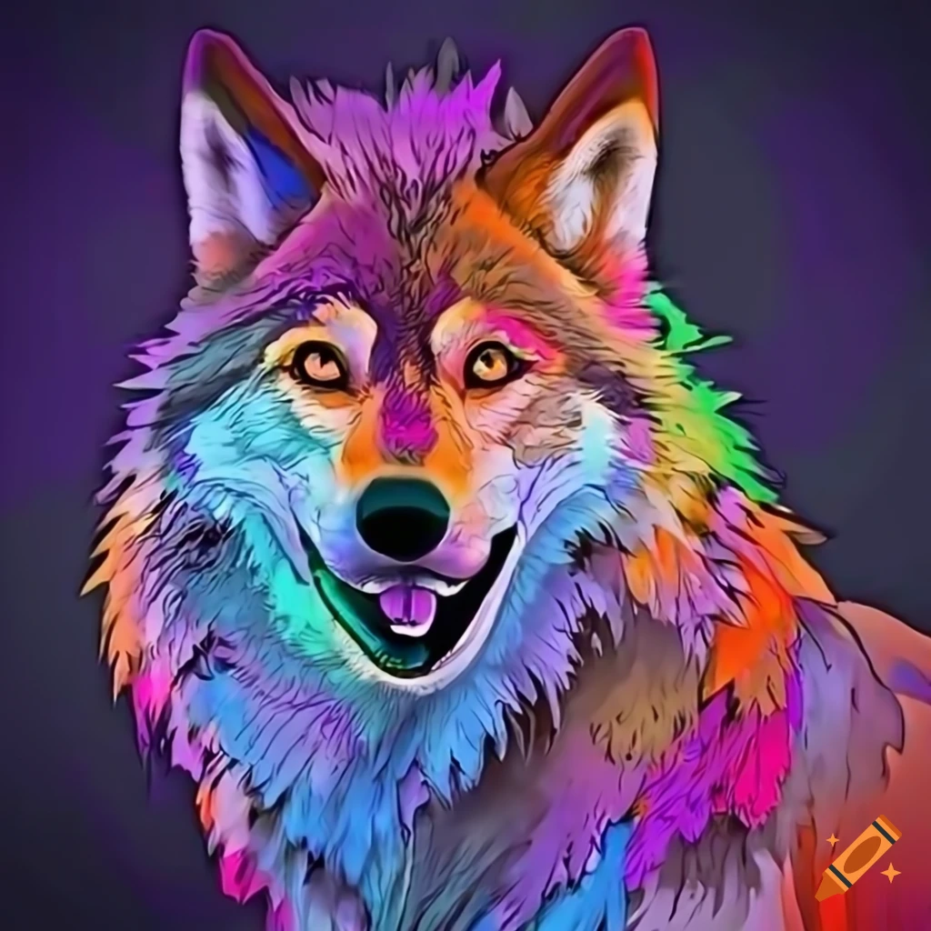 Colorful wolf sparkledog profile picture on Craiyon
